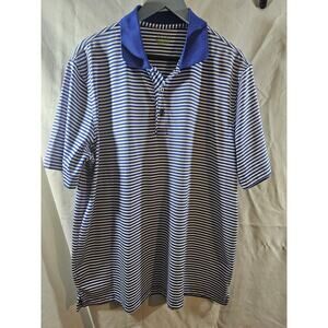 IZOD Performance Polo Shirt Mens XLarge Blue White Striped Luxury Sport Golf